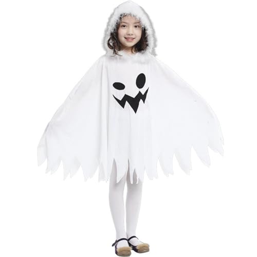 Kleinkind Geisterkostüm, Ghost Ghost Hooded Cape, niedliche Cloak-Halloween-Kostüme für Cosplay-Party (120-130 cm) von Comebachome