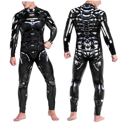 Roboterkostüm Erwachsener, Roboter gedruckter Reißverschluss, Cyborg -Kostüm für Halloween Cosplay (XL) von Comebachome