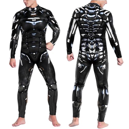 Roboterkostüm Erwachsener, Roboter gedruckter Reißverschluss Jumspsuit, Cyborg -Kostüm für Halloween Cosplay (L) von Comebachome