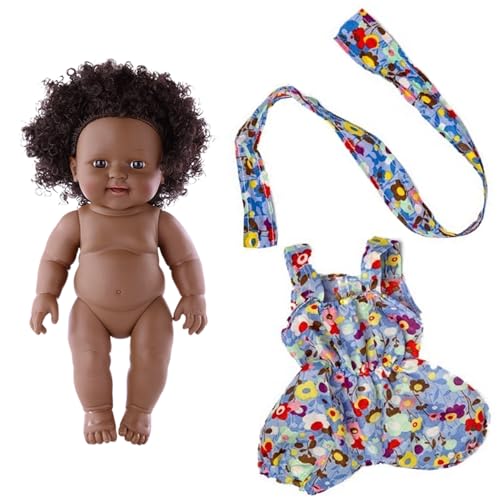 Schwarze Babypuppen, 12 Zoll bewegliche Joint African American Babypuppe, realistische Puppe mit lockigem Haar und tragbare Kleidung für Kindergeschenke, lila, schwarze Puppen, realistisches Mädchen Schwarze Babypuppen, 12 Zoll bewegliche Joint African American Babypuppe, realistische Puppe mit lockigem Haar und tragbare Kleidung für Kindergeschenke, lila, schwarze Puppen, realistisches Mädchen von Comebachome