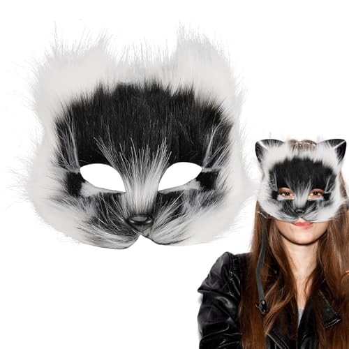 Therian Maske, Halbgesichtsfuchsmaske für erwachsene Kinder, Soft Cosplay Pelry Costum für Halloween Masquerade Party (Style 5) von Comebachome