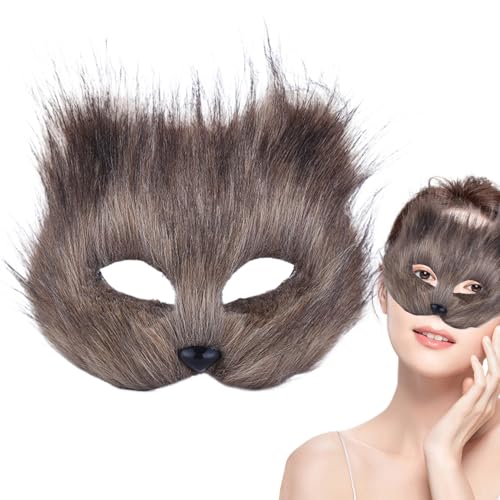 Therian Maske, Halbgesichtsfuchsmaske für erwachsene Kinder, Soft Cosplay Pelry Kostüm für Halloween Masquerade Party (Style 4) von Comebachome