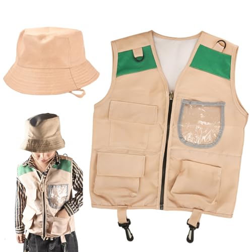Zoo Keeper Kostüm für Kinder, Stoff Paläontologe Kostümkinder umfasst Weste & Hut, Kinder kleiden Kostüme für Halloween, Cosplay und mehr, Kostüme von Comebachome