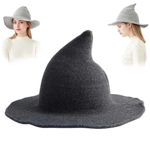 ComedyKing Halloween Party Felt Witch Hats, 2025 Neu Halloween Hexenhut Schwarz, Hexenkostüm Hexen Zubehör Spitzhut Karnevalshut für Halloween Deko Cosplay (Dunkelgrau) von ComedyKing