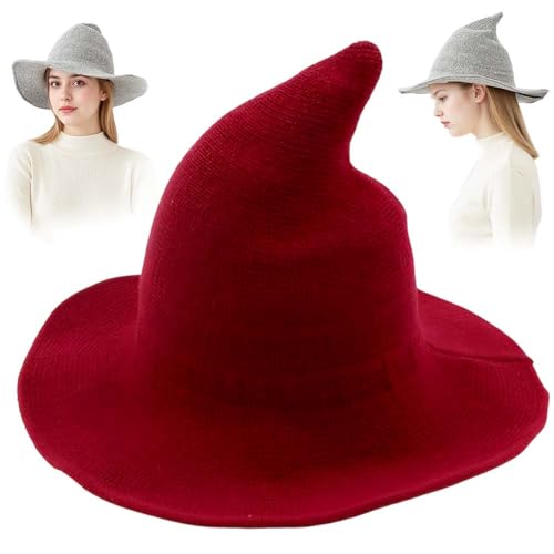 ComedyKing Halloween Party Felt Witch Hats, 2025 Neu Halloween Hexenhut Schwarz, Hexenkostüm Hexen Zubehör Spitzhut Karnevalshut für Halloween Deko Cosplay (Kastanienbraun) von ComedyKing