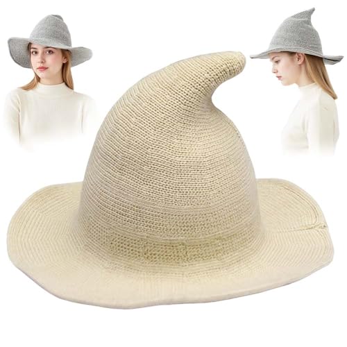 Halloween Party Felt Witch Hats, 2025 Neu Halloween Hexenhut Schwarz, Hexenkostüm Hexen Zubehör Spitzhut Karnevalshut für Halloween Deko Cosplay (Beige) von ComedyKing