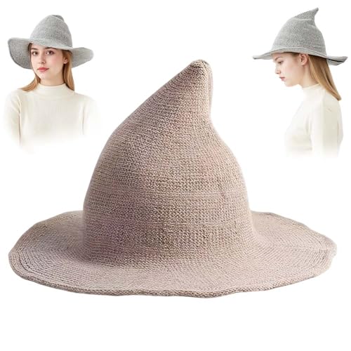Halloween Party Felt Witch Hats, 2025 Neu Halloween Hexenhut Schwarz, Hexenkostüm Hexen Zubehör Spitzhut Karnevalshut für Halloween Deko Cosplay (Khaki) von ComedyKing
