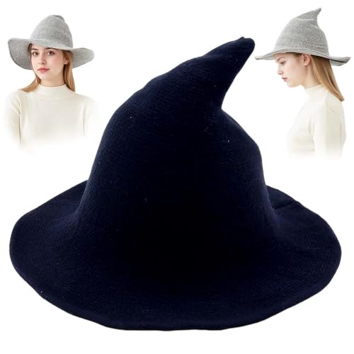Halloween Party Felt Witch Hats, 2025 Neu Halloween Hexenhut Schwarz, Hexenkostüm Hexen Zubehör Spitzhut Karnevalshut für Halloween Deko Cosplay (Marineblau) von ComedyKing