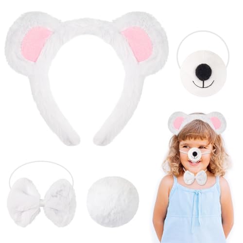 Bärenkostüm Set für Kinder und Erwachsene,Plüschbärenohren,Stirnband,Nase,Fliege und Schwanz für Cosplay,Bärencharakter Verkleidung Kostüme Pelziges Tierzubehör für Halloween Karneval Buchwoche Bärenkostüm Set für Kinder und Erwachsene,Plüschbärenohren,Stirnband,Nase,Fliege und Schwanz für Cosplay,Bärencharakter Verkleidung Kostüme Pelziges Tierzubehör für Halloween Karneval Buchwoche von Comforso