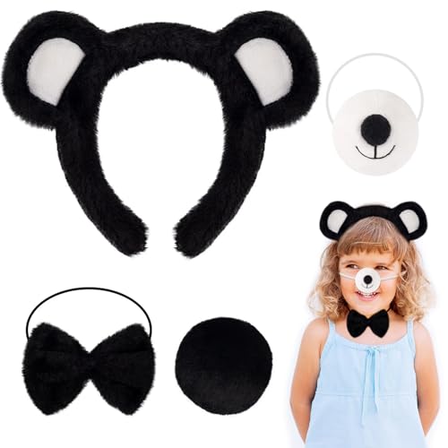 Bärenkostüm Set für Kinder und Erwachsene,Plüschbärenohren,Stirnband,Nase,Fliege und Schwanz für Cosplay,Bärencharakter Verkleidung Kostüme Pelziges Tierzubehör für Halloween Karneval Buchwoche Bärenkostüm Set für Kinder und Erwachsene,Plüschbärenohren,Stirnband,Nase,Fliege und Schwanz für Cosplay,Bärencharakter Verkleidung Kostüme Pelziges Tierzubehör für Halloween Karneval Buchwoche von Comforso