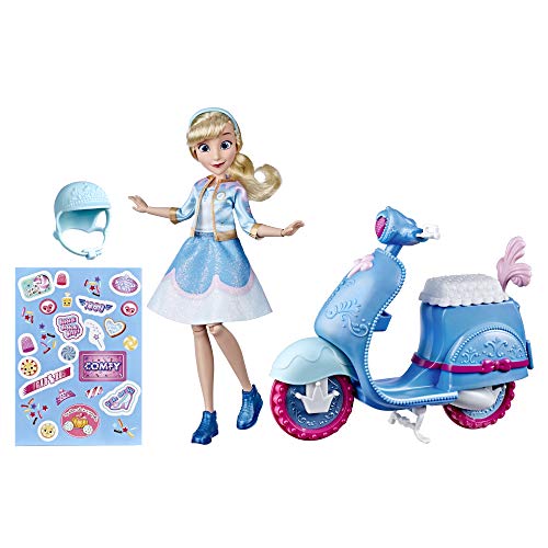 Disney Princess Comfy Squad Cinderella Sweet Scooter, Fashion Doll mit Scooter, Helm und Aufklebern, Spielzeug für Mädchen ab 5 Jahren von Hasbro