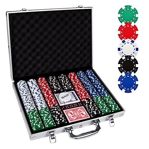 Comie Pokerchips, 500-teiliges Pokerchip-Set mit Aluminium-Reisekoffer, 11,5 g Poker-Set für Texas Holdem Blackjack-Glücksspiel von Comie