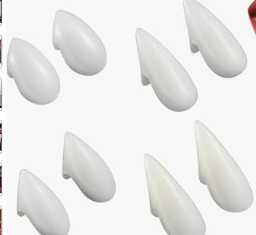 4 Paar Vampir Zähne Kostüm 4 Größe, Vampir Zähne Kit mit 1 Rohr Pellets Klebstoff und 2 Bögen Halloween Tattoo,für Cosplay Party Requisiten Halloween Party Zähne, 13/15/ 17/19 Mm (Weiß) von Comioke