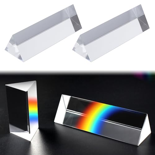 Comioke 2 Stück Dreiecksprismen Optisches Glas Refraktor Dreieckiger Prismen Refraktor K9 Glas Prismen Fotografie Prismen Kristall Dreiecksprisma Optische Prismen mit Geschenkbox von Comioke
