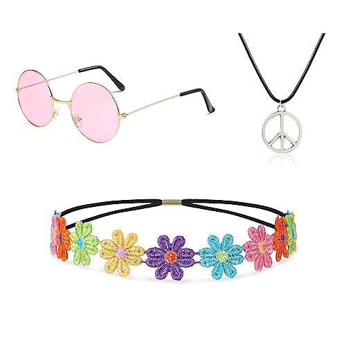 Hippie Kostüm Set,Kostüm Set Runde Brille Im Stil Der 60er,Brille Rosa Runde Hippie,60er Jahre Retro Vintage Brille,Hippie Accessoires,Hippie Schmuck,Hippie Haarband,Retro 60er Jahre,70s Accessoires Hippie Kostüm Set,Kostüm Set Runde Brille Im Stil Der 60er,Brille Rosa Runde Hippie,60er Jahre Retro Vintage Brille,Hippie Accessoires,Hippie Schmuck,Hippie Haarband,Retro 60er Jahre,70s Accessoires von Comioke