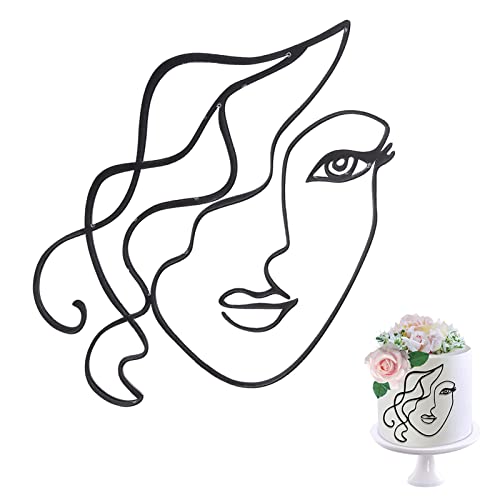 Comioke Torten Topper, Torten Deko, Deko Gesicht, Deko Torte, Cake Topper Acryl, Tortendeko Schwarz, Acryl Cake Topper, Kuchendeko Geburtstag Frau, Face Art, Kuchen Deko Schwarz von Comioke