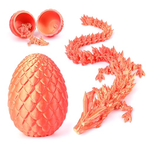 3D Gedrucktes, Drachen Figuren, mit Beweglichem Drachenspielzeug im Inneren, Realistische Drachenfigur aus Kristall für Ostern, Halloween, Überraschungsspielzeug für Kinder und Erwachsene(Rot) von Comius Sharp