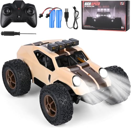 Comius Sharp Ferngesteuertes Auto, Auto Mit Fernbedienung 1/20 25km/H Monstertruck Ferngesteuert, Geländevierradantrieb Geländefahrzeug Mit Led-Lichtern, Geschenk Für Kinder Im Alter 7-14(Braun) von Comius Sharp