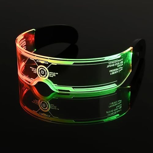 Comius Sharp Led Brille, Futuristische Visierbrille, Neon PartyBrille, Cyberpunk LED Brille für Bar, DJ, Nachtleben, Konzert, Versammlungen, Verkleidung, Cyberpunk Leuchtende Brille von Comius Sharp