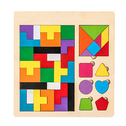 Hölzerne Puzzles für Kleinkinder Tangram Puzzle, Comius Sharp Montessori Educational Geschenk für Kinder & Erwachsene, 3 in 1 hölzerne Puzzle-Set für Kinder 3 4 5 6 Jahre alt von Comius Sharp
