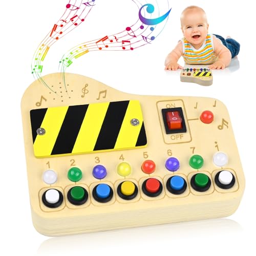 Montessori Busy Board, Kinderklavier, Busy Board Sensorisches Spielzeug mit Licht LED-Tasten für Kleinkinder, Hölzernes Sensorisches Spielzeug, Musik Instrumente Geschenke für Jungen und Mädch von Comius Sharp