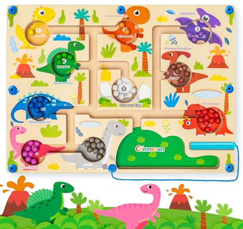 Commodum Magnetspiel Labyrinth Spielzeug, Montessori Spielzeug ab 2 3 4 5 Jahre, Zahlen Farben Lernen Sortierspiel, Dinosaurier Magnetspiel für Kinder, Lernspiele Motorikspielzeug Geschenk Kinder von Commodum