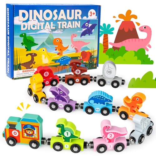 Dinosaurier Holzeisenbahn Magnetic Set, Commodum 10 Pack Holzzug Montessori Magnetzug Set, Montessori Pädagogisches Lernspielzeug, Kleinkindspielzeug, Geschenke für Kinder 3+ Dinosaurier Holzeisenbahn Magnetic Set, Commodum 10 Pack Holzzug Montessori Magnetzug Set, Montessori Pädagogisches Lernspielzeug, Kleinkindspielzeug, Geschenke für Kinder 3+ von Commodum