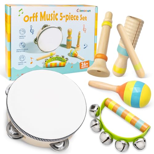 Musikinstrumente für Kinder ab 3 Jahre, Commodum Montessori Instrumente Kinder, Musikinstrumente Baby Holzspielzeug, Trommel Baby Musikspielzeug, Geschenke für Jugen Mädchen Vorschulbildung 3+ von Commodum