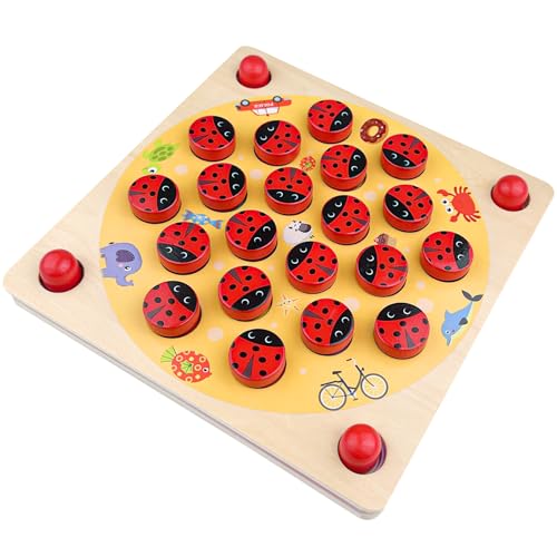 Comroxu Memory Spiel, Kinderspielzeug mit Holz-Marienkäfer und 8 Blatt Spielvorlagen, Gedächtnisspiel Spielbrett, Gedächtnisspiele Kinder für Kinder ab 3 Jahren Comroxu Memory Spiel, Kinderspielzeug mit Holz-Marienkäfer und 8 Blatt Spielvorlagen, Gedächtnisspiel Spielbrett, Gedächtnisspiele Kinder für Kinder ab 3 Jahren von Comroxu