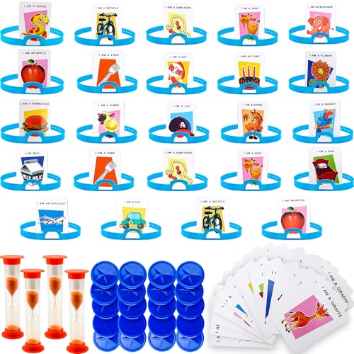 4 Set Stirnband Spiel Ratet wer bin ich Spiel Das schnelle Fragespiel Set beinhaltet Stirnbänder, Bildkarten, Punkten von Münzen, Sanduhr für Familienfeier 4 Set Stirnband Spiel Ratet wer bin ich Spiel Das schnelle Fragespiel Set beinhaltet Stirnbänder, Bildkarten, Punkten von Münzen, Sanduhr für Familienfeier von Conagel