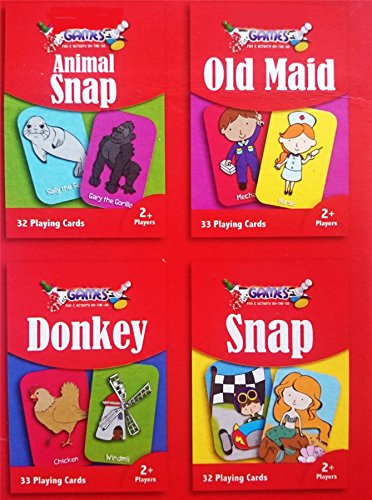 4 Children Playing Cards Kids Game Animal Snap Old maid Donkey Snap Fun Toy Travel Party bag Filler by Concept4u von Concept4u