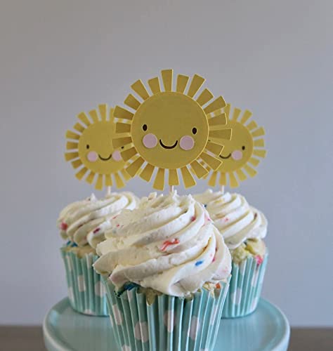 Confetti! 12 Stück "You Are My Sunshine" Cupcake-Topper, You Are My Sunshine-Thema, Sonnenschein-Geburtstagsdekoration, erster Geburtstag, Cupcake-Topper, Sonnenmotiv von Confetti