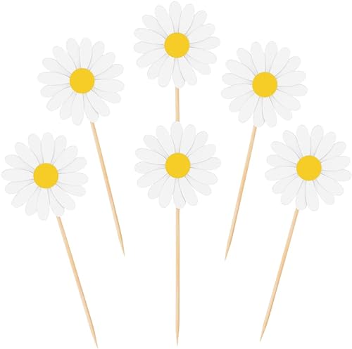 Confetti! Daisy Cupcake Toppers - Daisy Flower Cake Picks Party Decorations for Spring Birthday, Baby Shower, Wedding Supplies Set of 24 von Confetti