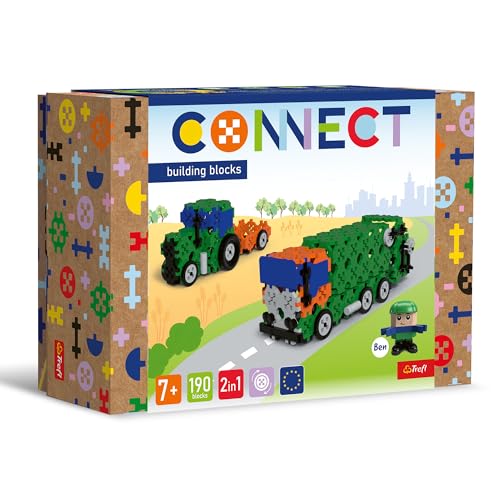 Connect Trefl Bausteine Set 2in1, Müllwagen/Traktor - 190 Elemente: 185 Bausteine + Figur 5 Bausteine, Kreatives Spielzeug für Erwachsene und Kinder ab 7 Jahren Connect Trefl Bausteine Set 2in1, Müllwagen/Traktor - 190 Elemente: 185 Bausteine + Figur 5 Bausteine, Kreatives Spielzeug für Erwachsene und Kinder ab 7 Jahren von Connect