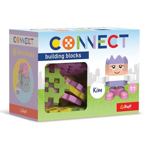 Trefl - Connect: Bausteine Set Pocket Girl, Kim - 35 Elemente: 30 Bausteine + Figur 5 Bausteine, Kreatives Spielzeug für Erwachsene und Kinder ab 4 Jahren von Connect