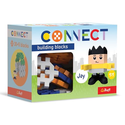 Connect Trefl Bausteine Set Pocket Boy, Jay - 35 Elemente: 30 Bausteine + Figur 5 Bausteine, Kreatives Spielzeug für Erwachsene und Kinder ab 4 Jahren von Connect