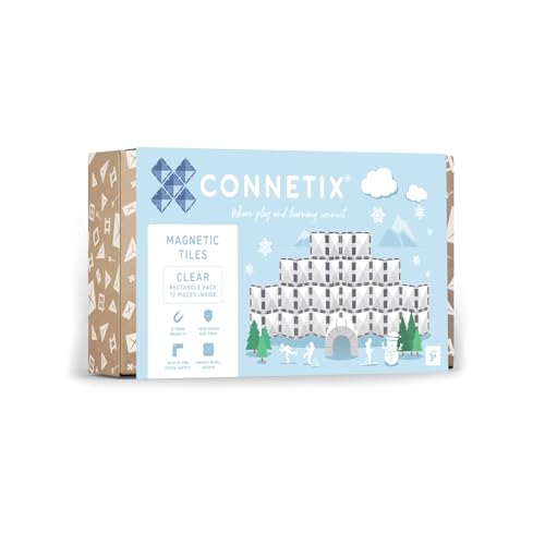 CONNETIX Magnetische Fliesen Klar Rechteckpackung, 12 Stück von Connetix