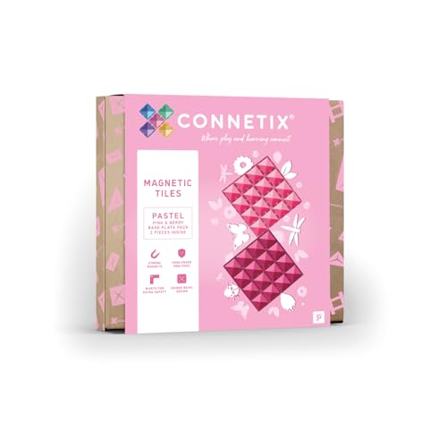 CONNETIX Magnetische Fliesen Pastell Rosa und Beere Grundplatten-Pack, 2 Stück von Connetix