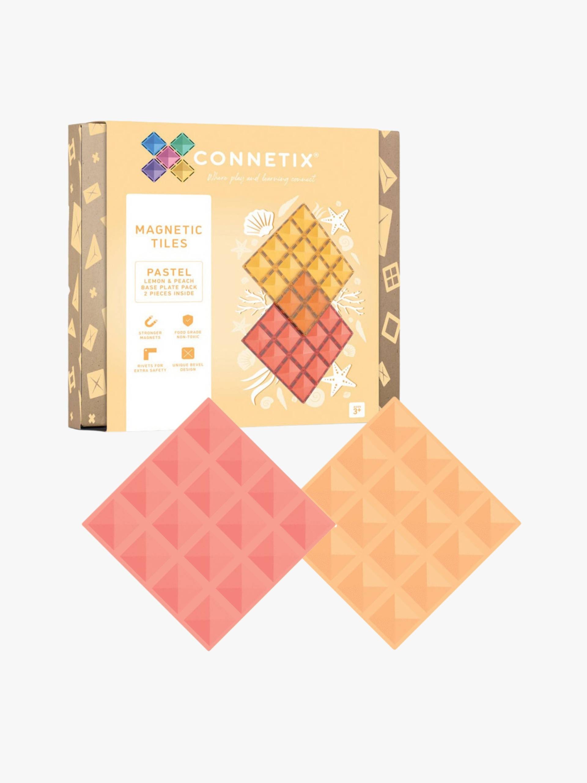 Connetix Bodenplatten 2er-Pack, Pastel Lemon &  Peach von Connetix