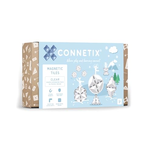 CONNETIX Magnetische Fliesen Klar Form-Erweiterungspaket, 24 Stück von Connetix