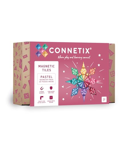 Connetix Fliesen 40 Stück Pastell-Geometrie Pack von magnetischen Fliesen | Wo Spiel und Lernen verbinden von Connetix