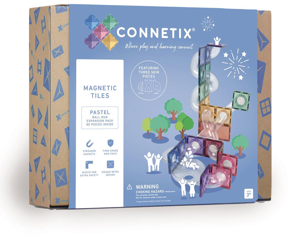 Connetix Magnetische Bauteile Kugelbahn Pastel Erweiterungsset 80 Teile von Connetix
