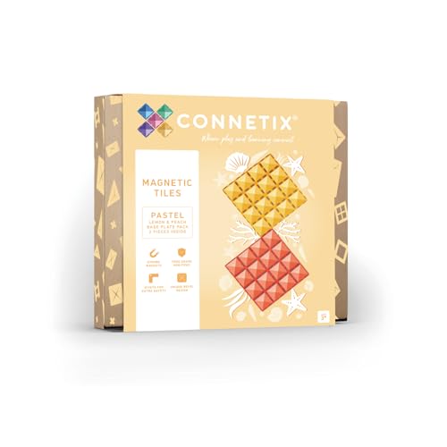 CONNETIX Magnetische Fliesen Pastell Zitrone und Pfirsich Grundplatten-Pack, 2 Stück von Connetix