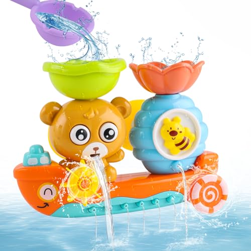Badewannenspielzeug Kinder - Badespielzeug mit Wasserschaufel - Bär und Bee - Multifunktionales Babyspielzeug - Babyspielzeug Geschenk für Jungen und Mädchen Geburtstag ab 2 3 4 5 6 Jahre von Connextion