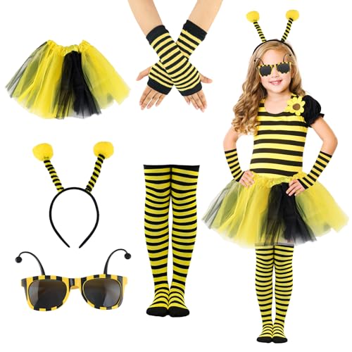 Bienenkostüm Mädchen, Biene Maja Kostüm, Karneval Kostüm Damen, Biene Stirnband, Tüllrock, Gestreifte Socken, Lange Handschuhe, Bienenbrille, Karneval Verkleidung Damen Bienenkostüm Mädchen, Biene Maja Kostüm, Karneval Kostüm Damen, Biene Stirnband, Tüllrock, Gestreifte Socken, Lange Handschuhe, Bienenbrille, Karneval Verkleidung Damen von Connextion