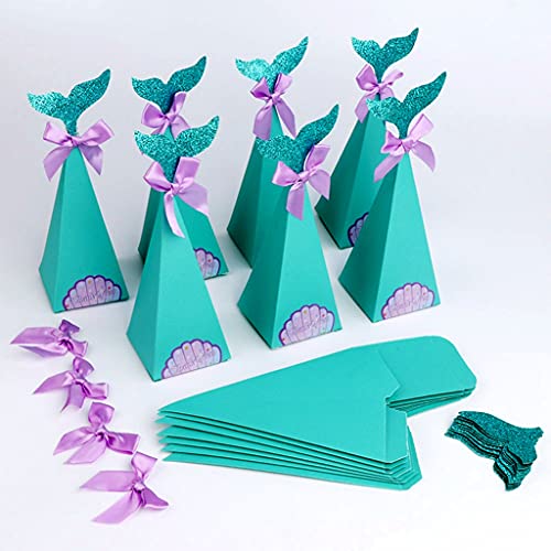 Conruich 20 Stück Meerjungfrau Geschenkeboxen Set, Party Dreieck Box, Meerjungfrau Candy Papierboxen für Geburtstag Party Dekor Mermaid Themenpartys Geburtstag Mitgebsel und Baby Dusche von Conruich