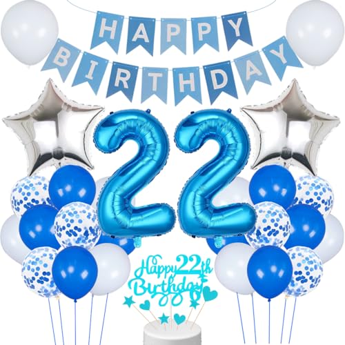 Conruich 22. Geburtstag Dekoration, Luftballon 22. Geburtstag Mann Deko, Blau Tortendeko Geburtstag 22 Jahre Mann, Folienballon 22 Geburtstag Mann Dekoration, Geburtstagsdeko 22 Jahre Männer Frauen Conruich 22. Geburtstag Dekoration, Luftballon 22. Geburtstag Mann Deko, Blau Tortendeko Geburtstag 22 Jahre Mann, Folienballon 22 Geburtstag Mann Dekoration, Geburtstagsdeko 22 Jahre Männer Frauen von Conruich