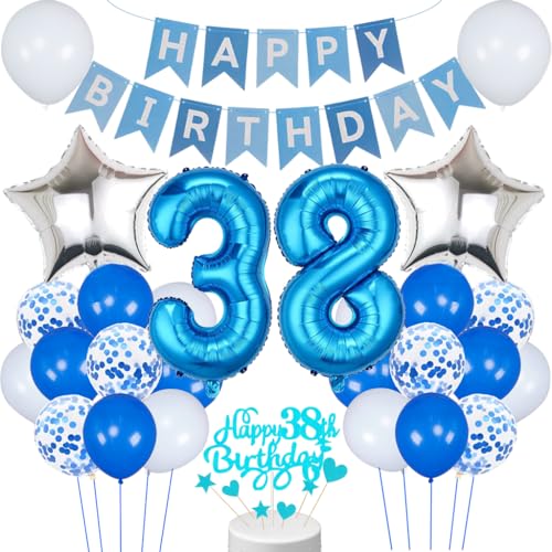 Conruich 38. Geburtstag Dekoration, Luftballon 38. Geburtstag Mann Deko, Blau Tortendeko Geburtstag 38 Jahre Mann, Folienballon 38 Geburtstag Mann Dekoration, Geburtstagsdeko 38 Jahre Männer Frauen Conruich 38. Geburtstag Dekoration, Luftballon 38. Geburtstag Mann Deko, Blau Tortendeko Geburtstag 38 Jahre Mann, Folienballon 38 Geburtstag Mann Dekoration, Geburtstagsdeko 38 Jahre Männer Frauen von Conruich
