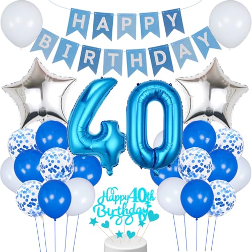 Conruich 40. Geburtstag Dekoration, Luftballon 40. Geburtstag Mann Deko, Blau Tortendeko Geburtstag 40 Jahre Mann, Folienballon 40 Geburtstag Mann Dekoration, Geburtstagsdeko 40 Jahre Männer Frauen Conruich 40. Geburtstag Dekoration, Luftballon 40. Geburtstag Mann Deko, Blau Tortendeko Geburtstag 40 Jahre Mann, Folienballon 40 Geburtstag Mann Dekoration, Geburtstagsdeko 40 Jahre Männer Frauen von Conruich