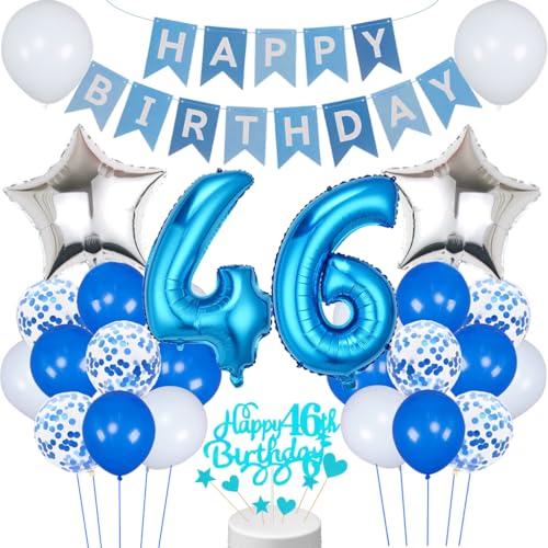 Conruich 46. Geburtstag Dekoration, Luftballon 46. Geburtstag Mann Deko, Blau Tortendeko Geburtstag 46 Jahre Mann, Folienballon 46 Geburtstag Mann Dekoration, Geburtstagsdeko 46 Jahre Männer Frauen Conruich 46. Geburtstag Dekoration, Luftballon 46. Geburtstag Mann Deko, Blau Tortendeko Geburtstag 46 Jahre Mann, Folienballon 46 Geburtstag Mann Dekoration, Geburtstagsdeko 46 Jahre Männer Frauen von Conruich